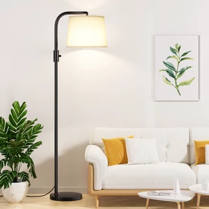 Fully Dimmable Floor Lamp with 9W LED Bulb, Standing Lamp for Living Room with Adjustable Head, Modern Tall Light with Rotary Switch for Office, Black and White Fully Dimmable Floor Lamp with 9W LED Bulb, Standing Lamp for Living Room with Adjustable Head, Modern Tall Light with Rotary Switch for Office, Black and White