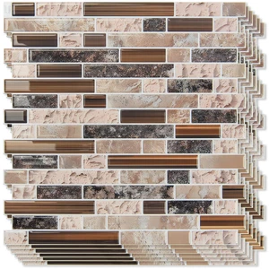 Linear Design Tile Peel and Stick Backsplash, 10-Sheet, Sandstone 12 x 12 Inch, Enhanced Thickness, Warp Resistant, Strong Adhesion, Sturdy, for Kitchen, Bedroom, Ideal for Home Improvement Linear Design Tile Peel and Stick Backsplash, 10-Sheet, Sandstone 12 x 12 Inch, Enhanced Thickness, Warp Resistant, Strong Adhesion, Sturdy, for Kitchen, Bedroom, Ideal for Home Improvement