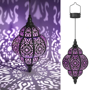 Hanging Solar Lights Outdoor Garden Decor Solar Lantern Waterproof Plastic Moroccan Outdoor Decorations for Patio Pathway Yard Backyard Garden Decorative (2, Purple) Hanging Solar Lights Outdoor Garden Decor Solar Lantern Waterproof Plastic Moroccan Outdoor Decorations for Patio Pathway Yard Backyard Garden Decorative (2, Purple)