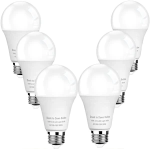 6-Pack Dusk to Dawn LED Outdoor Light Bulb, 10W 5000K Daylight 1100LM, Auto On/Off Light Sensor, E26 Base - Weatherproof for Porch, Yard & Garage 6-Pack Dusk to Dawn LED Outdoor Light Bulb, 10W 5000K Daylight 1100LM, Auto On/Off Light Sensor, E26 Base - Weatherproof for Porch, Yard & Garage