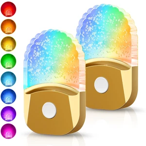 8-Color RGB Night Lights Plug Into Wall,2 Pack,Kids Night Light Color Changing Night Light,LED Night Light with Dusk to Dawn Sensor,for Bathroom Decor Children Room,Golden Cover 8-Color RGB Night Lights Plug Into Wall,2 Pack,Kids Night Light Color Changing Night Light,LED Night Light with Dusk to Dawn Sensor,for Bathroom Decor Children Room,Golden Cover