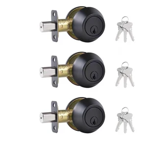 1 Side Keyed Deadbolt Lock,Single Cylinder Dead Bolt, Matte Black Round Exterior Keyed Front Entry Inside Door Deadbolt3Pack 1 Side Keyed Deadbolt Lock,Single Cylinder Dead Bolt, Matte Black Round Exterior Keyed Front Entry Inside Door Deadbolt3Pack