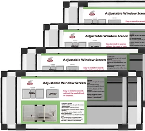 Adjustable Window Screen for Hung Windows, Expandable Horizontal Sliding Screen, 10" H x 19-36" W Removable Window Screen Replacement, 4-Pack Adjustable Window Screen for Hung Windows, Expandable Horizontal Sliding Screen, 10" H x 19-36" W Removable Window Screen Replacement, 4-Pack