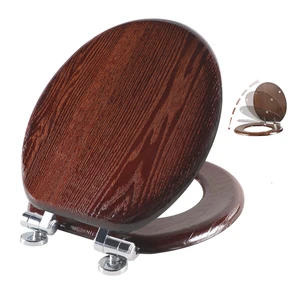 Toilet Seat Round Wood Slow Close(Dark Walnut) Quick Release Metal Hinges, Adjustable Fit for Standard Round Toilets, Easy to Install&Clean Toilet Seat Round Wood Slow Close(Dark Walnut) Quick Release Metal Hinges, Adjustable Fit for Standard Round Toilets, Easy to Install&Clean