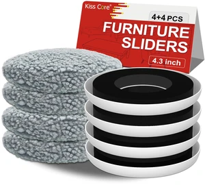 New Upgrade Furniture Movers Sliders: Multi-Surface Furniture Sliders Round 4PCS 4.3" Moving Pads and 4 Hardwood Socks - with Anti-Slip Groove - Protect Floor and Easily Move Bed Couch Table New Upgrade Furniture Movers Sliders: Multi-Surface Furniture Sliders Round 4PCS 4.3" Moving Pads and 4 Hardwood Socks - with Anti-Slip Groove - Protect Floor and Easily Move Bed Couch Table