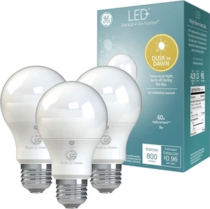 LED+ Dusk to Dawn A19 LED Light Bulbs, Automatic On/Off Outdoor Light, 8.5W, Soft White (3 Pack) LED+ Dusk to Dawn A19 LED Light Bulbs, Automatic On/Off Outdoor Light, 8.5W, Soft White (3 Pack)