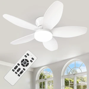 Small Ceiling Fan with Light - 35 Inch Flush Mount Ceiling Fan with Lights and Remote, Low Profile Ceiling Fans with 5 Reversible Blades, 6 Wind Speeds, White Ceiling Fans for Bedroom Small Ceiling Fan with Light - 35 Inch Flush Mount Ceiling Fan with Lights and Remote, Low Profile Ceiling Fans with 5 Reversible Blades, 6 Wind Speeds, White Ceiling Fans for Bedroom