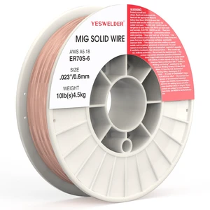 ER70S-6 MIG Welding Wire, 0.023 in 10 Pounds ABS Strong Spool 0.023 in solid-wire spool, gas-shielded welding applications ER70S-6 MIG Welding Wire, 0.023 in 10 Pounds ABS Strong Spool 0.023 in solid-wire spool, gas-shielded welding applications