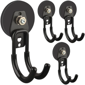Garage Magnetic Hooks, 4 Pack Black Heavy Duty Large J Hooks with Magnet, Black Strong Anti-Slip Coating Magnet Hooks for Garden Tools, Ropes,Drill,Metal Cabinet,Pegboard Garage Magnetic Hooks, 4 Pack Black Heavy Duty Large J Hooks with Magnet, Black Strong Anti-Slip Coating Magnet Hooks for Garden Tools, Ropes,Drill,Metal Cabinet,Pegboard