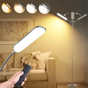 Grey LED Floor Lamp, 18W 1800LM Bright Floor Lamps with Remote & Works with Smart Plug, Dimmable Timing Eye Caring Reading Light Modern Standing Floor Lamp for Living Room Bedroom Office Grey LED Floor Lamp, 18W 1800LM Bright Floor Lamps with Remote & Works with Smart Plug, Dimmable Timing Eye Caring Reading Light Modern Standing Floor Lamp for Living Room Bedroom Office