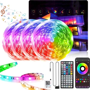 400FT RGB Led Lights for Bedroom with Remote & App Control, 4*100FT Music Sync, Remote and App Control Led Light Strip Indoor, Color Changing Led Lights for Room Home Decor 400FT RGB Led Lights for Bedroom with Remote & App Control, 4*100FT Music Sync, Remote and App Control Led Light Strip Indoor, Color Changing Led Lights for Room Home Decor