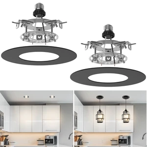 Recessed Can Light Conversion Kit for 5" and 6" Ceiling Fixtures - Pendant/Hanging Light Upgrade, Compatible with Ceiling Fans, Includes 7¾" Flat Steel Medallion,Black Finish,2 Pack Recessed Can Light Conversion Kit for 5" and 6" Ceiling Fixtures - Pendant/Hanging Light Upgrade, Compatible with Ceiling Fans, Includes 7¾" Flat Steel Medallion,Black Finish,2 Pack