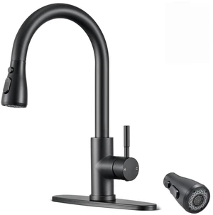 Kitchen Faucets with Pull Down Sprayer, High Arc, Matte Black Single Handle Stainless Steel Kitchen Sink Faucet, Single hole or 3 Hole, with Spray Head Replacement Kitchen Faucets with Pull Down Sprayer, High Arc, Matte Black Single Handle Stainless Steel Kitchen Sink Faucet, Single hole or 3 Hole, with Spray Head Replacement