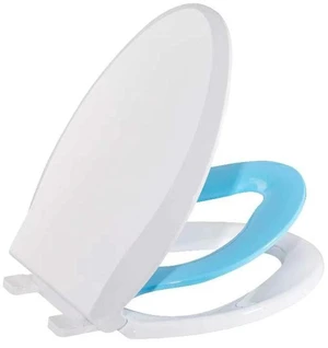 Toilet Seat, Elongated Toilet Seat with Toddler Seat Built in, Potty Training Toilet Seat Elongated Fits Both Adult and Child, with Slow Close and Magnets- Elongated White and Blue Toilet Seat, Elongated Toilet Seat with Toddler Seat Built in, Potty Training Toilet Seat Elongated Fits Both Adult and Child, with Slow Close and Magnets- Elongated White and Blue