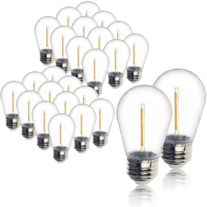 48-Pack S14 Outdoor String Light Bulbs for Patio Lights, 2200K, 1W Plastic outdoor indoor S14 string bulbs for decoration, 11W Equivalent, 120V, E26 base warm white edison bulbs waterproof 48-Pack S14 Outdoor String Light Bulbs for Patio Lights, 2200K, 1W Plastic outdoor indoor S14 string bulbs for decoration, 11W Equivalent, 120V, E26 base warm white edison bulbs waterproof