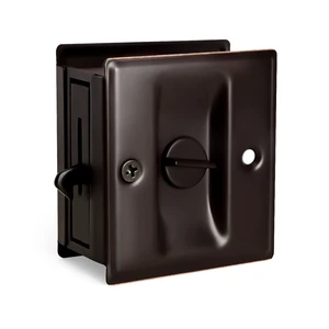 Privacy Sliding Door Lock with Pull Oil Rubbed Brass- Replace Old Or Damaged Pocket Door Locks Quickly and Easily, 2-3/4x2-1/2, for Door Thickness for 1-3/8 Privacy Sliding Door Lock with Pull Oil Rubbed Brass- Replace Old Or Damaged Pocket Door Locks Quickly and Easily, 2-3/4x2-1/2, for Door Thickness for 1-3/8