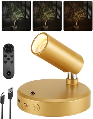 LED Spotlight Indoor, 5500mAh Rechargeable Battery-Powered Picture Lights, Wireless Mini Art Accent Spotlights with Remote, Uplighting for Plants, Display, Artwork (1-Pack-Gold) LED Spotlight Indoor, 5500mAh Rechargeable Battery-Powered Picture Lights, Wireless Mini Art Accent Spotlights with Remote, Uplighting for Plants, Display, Artwork (1-Pack-Gold)