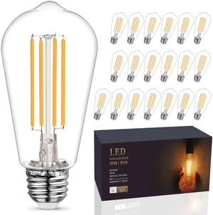 20 Pack Shatter Resistant LED Edison Light Bulbs 60W Equivalent Dimmable ST58 Vintage Light Bulbs, E26 LED Bulb, 6W, 800LM, Warm White 2700K, CRI 80, Antique Decorative Filament LED Bulb 20 Pack Shatter Resistant LED Edison Light Bulbs 60W Equivalent Dimmable ST58 Vintage Light Bulbs, E26 LED Bulb, 6W, 800LM, Warm White 2700K, CRI 80, Antique Decorative Filament LED Bulb