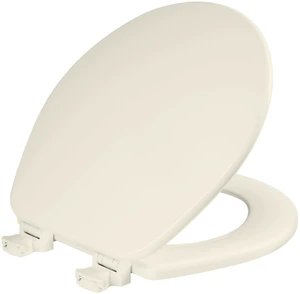 CHURCH Toilet Seat, Easy Clean Hinges Release for Deep Cleans, Durable Enameled Wood Seat, Round, Biscuit CHURCH Toilet Seat, Easy Clean Hinges Release for Deep Cleans, Durable Enameled Wood Seat, Round, Biscuit