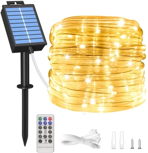 Solar Rope Lights Outdoor, 39FT 100 LED (Warm White, 39FT) With Remote, Waterproof, 8 Modes, for Outdoor Patio Porch Tree Wedding Christmas Pool Garden Decorative Solar Rope Lights Outdoor, 39FT 100 LED (Warm White, 39FT) With Remote, Waterproof, 8 Modes, for Outdoor Patio Porch Tree Wedding Christmas Pool Garden Decorative