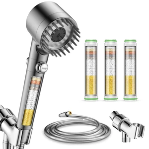 Filtered Shower Head with Handheld 3PCS Filters ShowerHead High Pressure 4 Spray Shower Heads with ON/OFF Button, Water Softener for Hard Water, 59" Hose, Remove Chlorine Filtered Shower Head with Handheld 3PCS Filters ShowerHead High Pressure 4 Spray Shower Heads with ON/OFF Button, Water Softener for Hard Water, 59" Hose, Remove Chlorine