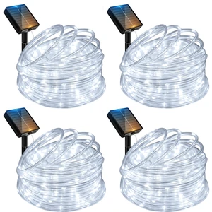 Solar Rope Lights, 120LED 46FT String Lights Outdoor Waterproof 4 Pack 8 Modes, Timer Memory Function, Tube Trampoline lighting for Outside Garden Tree Christmas Yard Patio Decor,Cool White Solar Rope Lights, 120LED 46FT String Lights Outdoor Waterproof 4 Pack 8 Modes, Timer Memory Function, Tube Trampoline lighting for Outside Garden Tree Christmas Yard Patio Decor,Cool White