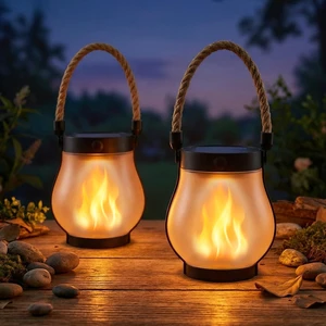Solar Lanterns Outdoor Waterproof 2-Pack, Flickering Flame Effect Rechargeable Lanterns with USB-C charging, A Decorative Hanging Design, and Dusk-to-dawn Use for Patios, Porches and Gardens Solar Lanterns Outdoor Waterproof 2-Pack, Flickering Flame Effect Rechargeable Lanterns with USB-C charging, A Decorative Hanging Design, and Dusk-to-dawn Use for Patios, Porches and Gardens