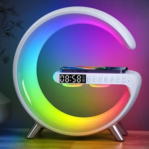 5 in 1 LED Table Lamp with Wireless Charging Bluetooth Speaker App Controlled Night Light Alarm Clock for Christmas Birthday Gifts for Teens Adults Desk Office Bedroom Decor 5 in 1 LED Table Lamp with Wireless Charging Bluetooth Speaker App Controlled Night Light Alarm Clock for Christmas Birthday Gifts for Teens Adults Desk Office Bedroom Decor