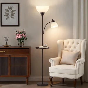 72" Floor Lamp with Table, Adjustable Reading Lights, Torchiere Floor Lamps Modern for Living Room, Bedroom, Office, BrownBulb not included 72" Floor Lamp with Table, Adjustable Reading Lights, Torchiere Floor Lamps Modern for Living Room, Bedroom, Office, BrownBulb not included