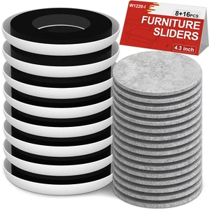 Furniture Sliders for Hardwood Floors - Multi-Surface Moving Sliders 8PCS 4.3" Carpet Sliders + 16PCS Self-Adhesive Felt Pads - with Anti-Slip Groove - Protect Floors and Easily Move Sofa Bed Furniture Sliders for Hardwood Floors - Multi-Surface Moving Sliders 8PCS 4.3" Carpet Sliders + 16PCS Self-Adhesive Felt Pads - with Anti-Slip Groove - Protect Floors and Easily Move Sofa Bed