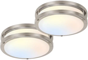 10 inch Flush Mount LED Ceiling Light Fixture,1100LM 17W,2700K/3000K/3500K/4000K/5000K Adjustable Ceiling Lights,Brushed Nickel Dimmable Lighting for Hallway Bathroom,2 Pack 10 inch Flush Mount LED Ceiling Light Fixture,1100LM 17W,2700K/3000K/3500K/4000K/5000K Adjustable Ceiling Lights,Brushed Nickel Dimmable Lighting for Hallway Bathroom,2 Pack