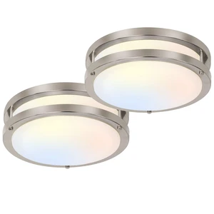 13 inch Flush Mount LED Ceiling Light Fixture,1300LM,5CCT 2700K/3000K/3500K/4000K/5000K Adjustable Ceiling Lights, Brushed Nickel Dimmable Lighting for Kitchen,ETL Listed,2 Pack 13 inch Flush Mount LED Ceiling Light Fixture,1300LM,5CCT 2700K/3000K/3500K/4000K/5000K Adjustable Ceiling Lights, Brushed Nickel Dimmable Lighting for Kitchen,ETL Listed,2 Pack