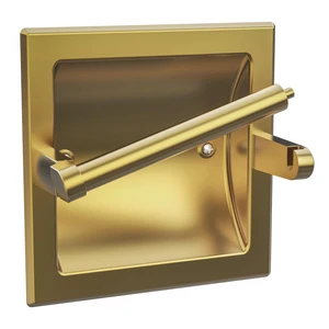Recessed Gold Toilet Paper Holder Wall Mounted 304 Stainless Steel Brushed Brass Post Pivoting Design Easy to Change Roll, in Wall Toilet Paper Holder for Mega Roll Waterproof & Rustproof Recessed Gold Toilet Paper Holder Wall Mounted 304 Stainless Steel Brushed Brass Post Pivoting Design Easy to Change Roll, in Wall Toilet Paper Holder for Mega Roll Waterproof & Rustproof