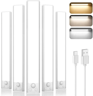 Under Cabinet Lights, 2500mAh 12 Inch Motion Sensor Rechargeable Battery Operated Wireless Under Counter Lights Indoor, Magnetic 108-LED Dimmable Closet Lights for Kitchen with 3 Color Temps 5-Pack Under Cabinet Lights, 2500mAh 12 Inch Motion Sensor Rechargeable Battery Operated Wireless Under Counter Lights Indoor, Magnetic 108-LED Dimmable Closet Lights for Kitchen with 3 Color Temps 5-Pack