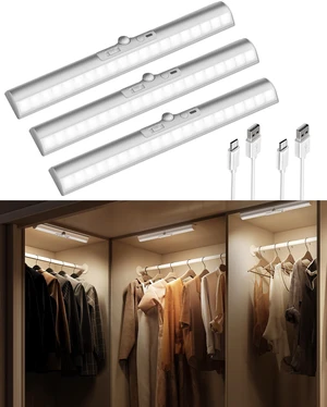 13-inch Motion Sensor Closet Light with Eye-Protection Design, 1800mAh Rechargeable Battery Cabinet Lighting, 3 Color Temps Night Light for Pantry, Closet - 3 Pack 13-inch Motion Sensor Closet Light with Eye-Protection Design, 1800mAh Rechargeable Battery Cabinet Lighting, 3 Color Temps Night Light for Pantry, Closet - 3 Pack