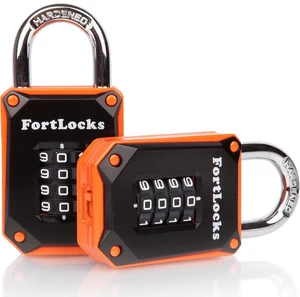 2 Pack Orange 4-Digit Combination Lock - Heavy Duty, Waterproof, Resettable 2 Pack Orange 4-Digit Combination Lock - Heavy Duty, Waterproof, Resettable