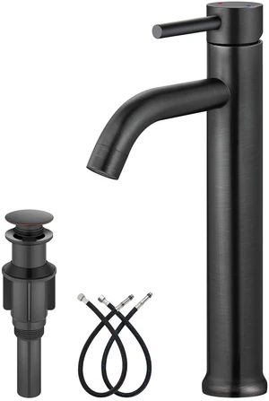 Oil Rubbed Bronze Vessel Sink Faucet Tall Bathroom Faucet Stainless Steel Bathroom Sink Faucet Single Handle One Hole Round Body with Pop up Drain Basin Bowl Vanity Lavatory Mixer Tap Oil Rubbed Bronze Vessel Sink Faucet Tall Bathroom Faucet Stainless Steel Bathroom Sink Faucet Single Handle One Hole Round Body with Pop up Drain Basin Bowl Vanity Lavatory Mixer Tap