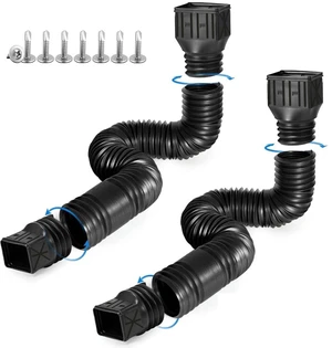 2 Pack Flexible Rain Gutter Downspout Extensions,Drain Downspout Extender,Gutter Extension Flexible,Down Spout Drain Extension Pipes,Extendable from 21 to 60 Inches (Black) 2 Pack Flexible Rain Gutter Downspout Extensions,Drain Downspout Extender,Gutter Extension Flexible,Down Spout Drain Extension Pipes,Extendable from 21 to 60 Inches (Black)
