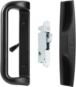 Sliding Patio Door Handle Set, Mortise Lock, 3-15/16", Black Fits 1-1/4" to 2" thick sliding glass doors; reversible design. Key cylinder not included Sliding Patio Door Handle Set, Mortise Lock, 3-15/16", Black Fits 1-1/4" to 2" thick sliding glass doors; reversible design. Key cylinder not included