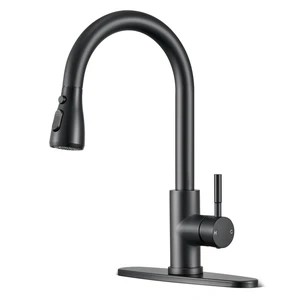 Matte Black Kitchen Faucets with Pull Down Sprayer, High Arc Single Handle Stainless Steel Kitchen Sink Faucet for 1 or 3 Hole, Ideal for Farmhouse RV Laundry Bar Camper & Commercial Matte Black Kitchen Faucets with Pull Down Sprayer, High Arc Single Handle Stainless Steel Kitchen Sink Faucet for 1 or 3 Hole, Ideal for Farmhouse RV Laundry Bar Camper & Commercial