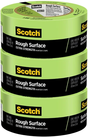 Rough Surface Painter's Tape 2060-48MP, 1.88 in x 60.1 yd (48mm x 55m), 3-Pack Strong Adhesive, Clean Removal, Tear-Resistant Masking Tape, for Brick, Concrete, Stucco, Textured Surfaces Rough Surface Painter's Tape 2060-48MP, 1.88 in x 60.1 yd (48mm x 55m), 3-Pack Strong Adhesive, Clean Removal, Tear-Resistant Masking Tape, for Brick, Concrete, Stucco, Textured Surfaces