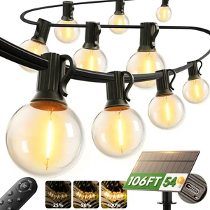100FT 54LED Solar String Lights Outdoor Waterproof with Remote, USB Shatterproof Outdoor Lights, 5000mAh Battery, Dimmable Timer Modes, Solar Powered Patio Lights for Backyard, Garden, Camping 100FT 54LED Solar String Lights Outdoor Waterproof with Remote, USB Shatterproof Outdoor Lights, 5000mAh Battery, Dimmable Timer Modes, Solar Powered Patio Lights for Backyard, Garden, Camping