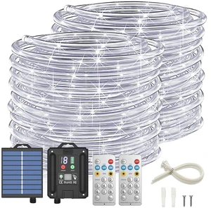 Solar Rope Lights Outdoor, 132FT 400 LED (Cool White- 2Pack) Type C & Solar, With Remote, IP67 Waterproof, 8 Modes, for Outdoor Patio Porch Tree Wedding Christmas Pool Garden Decorative Solar Rope Lights Outdoor, 132FT 400 LED (Cool White- 2Pack) Type C & Solar, With Remote, IP67 Waterproof, 8 Modes, for Outdoor Patio Porch Tree Wedding Christmas Pool Garden Decorative