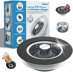 3 in 1 Kitchen Sink Drain Strainer, Stainless Steel Pop Up Stopper Larger & Deeper Anti-Clogging Basket, 3-Layer Seal, Detachable Sink Drain Plug for US Standard 3-1/2" Drain, Matte Black 3 in 1 Kitchen Sink Drain Strainer, Stainless Steel Pop Up Stopper Larger & Deeper Anti-Clogging Basket, 3-Layer Seal, Detachable Sink Drain Plug for US Standard 3-1/2" Drain, Matte Black