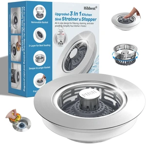 Metal Kitchen Sink Drain Strainer and Stopper, Transparent Upgraded Universal 3 in 1 Pop Up Design, Detachable Larger Anti-Clog Basket, 3-Layer Seal Plug for Standard 3-1/2" Drain Metal Kitchen Sink Drain Strainer and Stopper, Transparent Upgraded Universal 3 in 1 Pop Up Design, Detachable Larger Anti-Clog Basket, 3-Layer Seal Plug for Standard 3-1/2" Drain