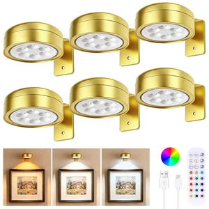 6-Pack Picture Lights for Wall, Rechargeable Cordless Poster Lights, Gold Magnetic Painting Lights with 3CCT&12RGB, LED Art Display Light with Remote(DimmableTimer) for Dashboard Bedroom Hallway 6-Pack Picture Lights for Wall, Rechargeable Cordless Poster Lights, Gold Magnetic Painting Lights with 3CCT&12RGB, LED Art Display Light with Remote(DimmableTimer) for Dashboard Bedroom Hallway