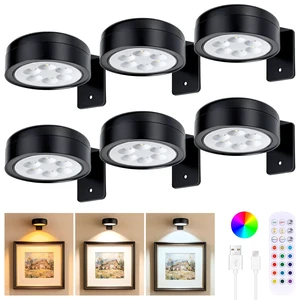 6-Pack Picture Lights for Wall, Rechargeable Wireless Poster Lights, Black Magnetic Painting Lights with 3CCT&12RGB, LED Art Display Light with Remote(DimmableTimer) for Frame Gallery Wall Decor 6-Pack Picture Lights for Wall, Rechargeable Wireless Poster Lights, Black Magnetic Painting Lights with 3CCT&12RGB, LED Art Display Light with Remote(DimmableTimer) for Frame Gallery Wall Decor