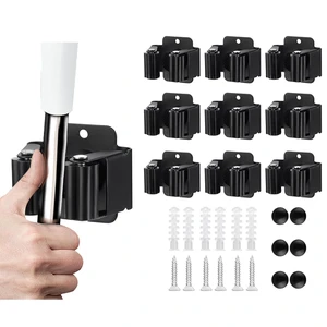 9PCS Broom and Mop Holder, Heavy Duty Garden Tool Organizer Rack Rake and Shovel Handle, Stainless Steel Mop Hanger. Screws for Wall Mounted. Matte Black 9PCS Broom and Mop Holder, Heavy Duty Garden Tool Organizer Rack Rake and Shovel Handle, Stainless Steel Mop Hanger. Screws for Wall Mounted. Matte Black