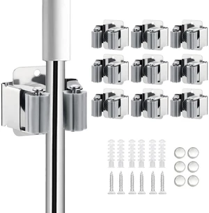 9PCS Broom and Mop Holder, Heavy Duty Garden Tool Organizer Rack Rake and Shovel Handle, Stainless Steel Mop Hanger. Screws for Wall Mounted. Silver 9PCS Broom and Mop Holder, Heavy Duty Garden Tool Organizer Rack Rake and Shovel Handle, Stainless Steel Mop Hanger. Screws for Wall Mounted. Silver