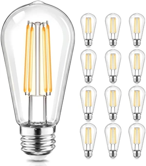 12 Pack LED Light Bulbs, Shatterproof Edison Bulbs 60 Watt Equivalent, E26 Base Warm White 2700K, Vintage Decorative Light for Home Lighting, Bathroom, Bedroom, Hallway, Non-Dimmable 12 Pack LED Light Bulbs, Shatterproof Edison Bulbs 60 Watt Equivalent, E26 Base Warm White 2700K, Vintage Decorative Light for Home Lighting, Bathroom, Bedroom, Hallway, Non-Dimmable
